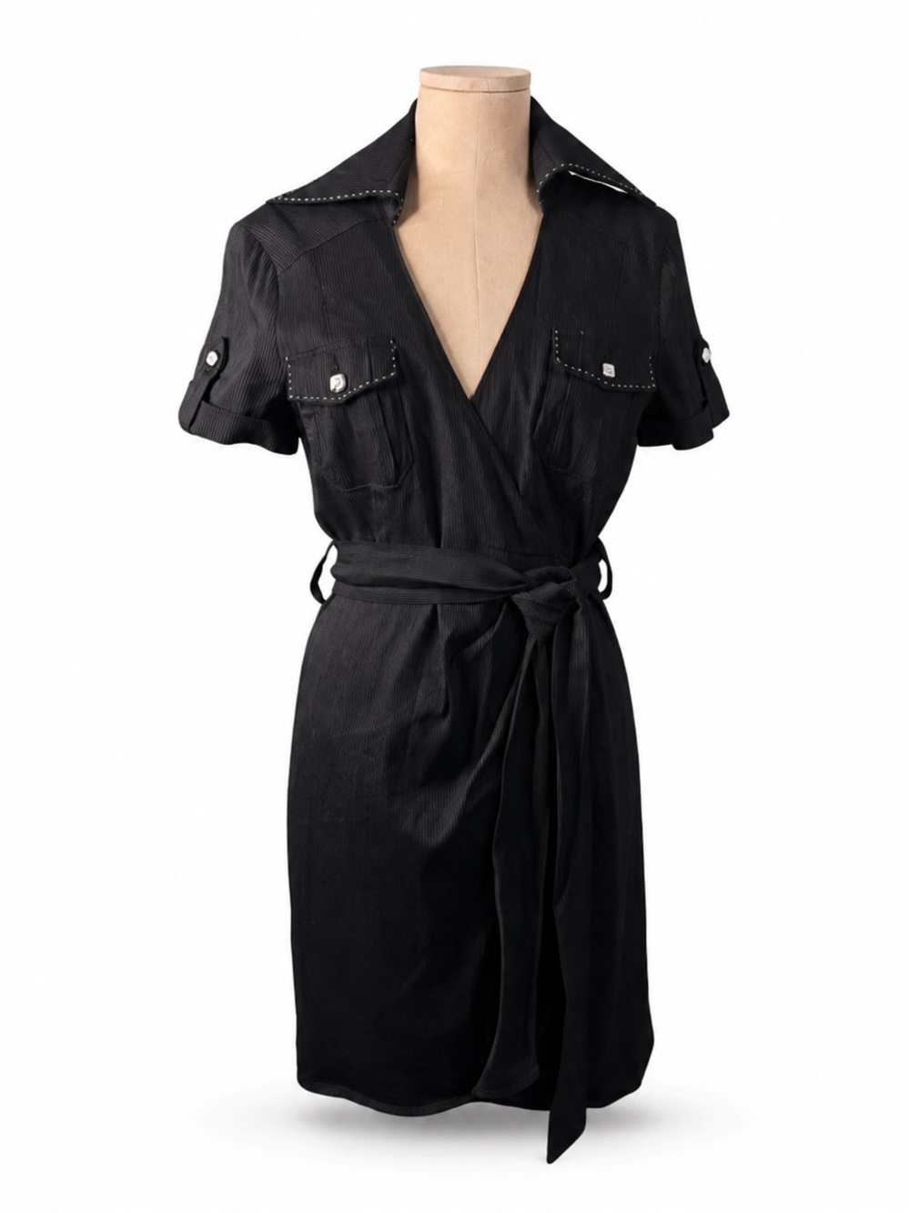 Bebe Pinstripe Wrap Dress. Size Medium. Great Y2K Condition Classic Polished